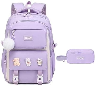 TAPIT 5PCS Girls School Backpacks Combo Set with Bear Pendant Back to School Supplies Cute Schoolbag, Lunch Bag, Pencil Case, Shoulder Bag, Travel Bag Gifts for Girls (Z01-Purple Small Size 2PCS) on Amazon.ae - Price Tracker