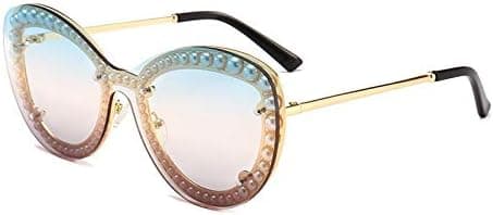 Pearl Decoration Cat Eye Frame Sunglasses UV Personality Enhancive Glasses Sunglasses for Women (Color : Green+white) on Amazon.ae - Price Tracker