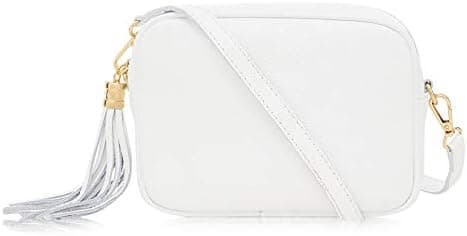 Italian Leather Crossbody Bag for Women – Handmade Soft Genuine Leather Camera Bag with Tassel, Adjustable Strap, Made in Italy, White, L:21CM H:14.50CM W:7CM on Amazon.ae - Price Tracker