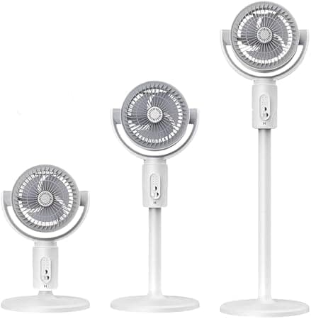 Electric Rechargeable Pedestal Fan – Remote Control, 90°-180° Auto Oscillating & Height Adjustable Table Fan with 5 Speeds & Timer for Home, Office & Outdoor Use on Amazon.ae - Price Tracker