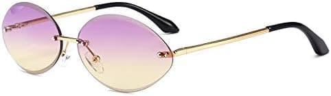 Frameless Perforated Minute Oval Cut Airfoil Crystal UV Sunglasses Sunglasses for Women (Color : Purple+yellow) on Amazon.ae - Price Tracker