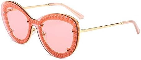 Pearl Decoration Cat Eye Frame Sunglasses UV Personality Enhancive Glasses Sunglasses for Women (Color : Pink) on Amazon.ae - Price Tracker