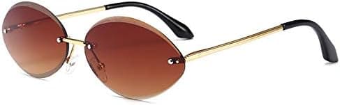 Frameless Perforated Minute Oval Cut Airfoil Crystal UV Sunglasses Sunglasses for Women (Color : Tea) on Amazon.ae - Price Tracker