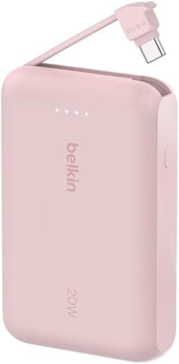 Belkin BoostCharge 10000mAh Power Bank with Integrated USB-C Cable - Pink - Best Deal Finder