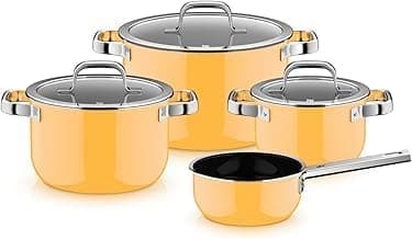 WMF Fusiontec Mineral Pro 0519085290 4-Piece Saucepan Set, Durable, Scratch-Resistant Material, Induction Cookers, Suitable for All Hob Types, Made in Germany, Mango Yellow على Amazon.ae - متتبع الأسعار