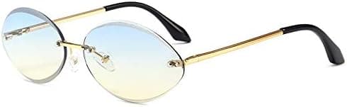 Frameless Perforated Minute Oval Cut Airfoil Crystal UV Sunglasses Sunglasses for Women (Color : Blue+yellow) on Amazon.ae - Price Tracker