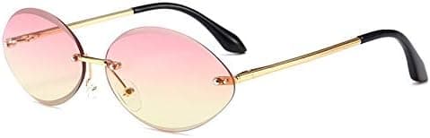 Frameless Perforated Minute Oval Cut Airfoil Crystal UV Sunglasses Sunglasses for Women (Color : Pink+yellow) on Amazon.ae - Price Tracker