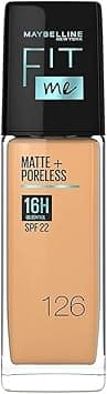Maybelline New York Fit Me Matte + Poreless Liquid Foundation, 126 Light pecan | Matte Foundation |16 HR Oil Control Foundation | Foundation With SPF 22, 30 ml on Amazon.ae - Price Tracker