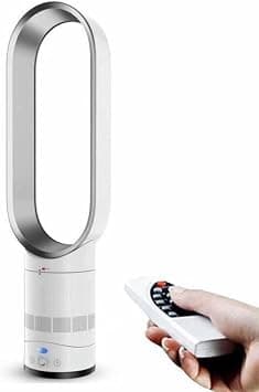 16 Inch Bladeless Tower Fan With Remote Control, Blade Design, 5 Speed Airflow, 0.5-2h Timer, Quiet Cooling Fan For Home Office Bedroom Silver on Amazon.ae - Price Tracker