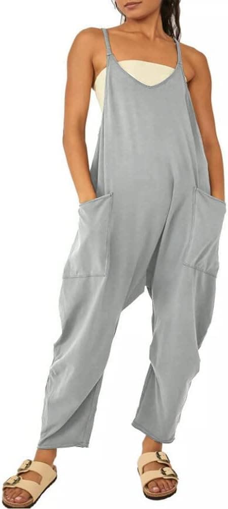Newffr Women's Sleeveless Maternity Jumpsuits Casual Spaghetti Strap Overalls Long Harem Pants Romper with Pockets on Amazon.ae - Price Tracker