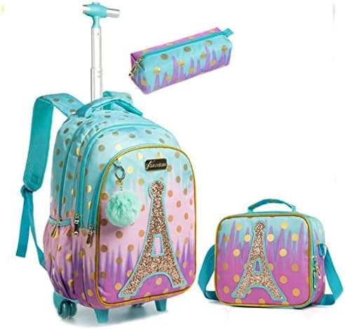 HTgroce School Bag with Wheels for Girls, Children's Backpack with Wheels Trolley School Backpack for Girls, School Trolley Backpacks Children's School Backpack School Bag with Wheels, jinzit, M on Amazon.ae - Price Tracker