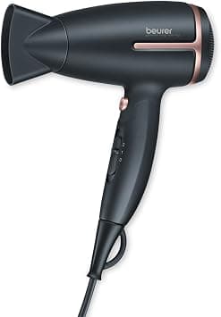 Beurer Style Pro HC25 Travel Hair Dryer,Lightweight Portable Hairdryer,Dual Voltage 110-120/220-240 V (1200/1600 Watts) For Worldwide Use,Ion Function & Overheat Protection,Gold,black - Best Deal Finder