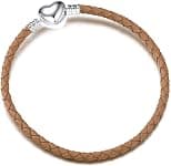 3mm Leather Charm Bracelet Heart Barrel Snap Clasp Handmade Braided Wristband for European Pandora Charm Bead Multiple Sizes 16-21CM - Best Deal Finder