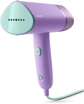 Philips 3000 Series Handheld Steamer - 1000W, 20 g/min Steam, Detachable 100ml Water Tank, Plastic Plate, Storage Pouch Included, 630 g Light Weight, Purple (STH3010/30) على Amazon.ae - متتبع الأسعار