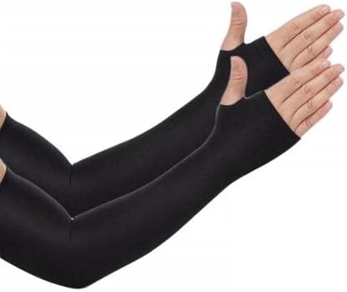 S-Sporting-Goods Arm Skin Protectors, Protective Sleeve, 1 Pair UV Protection, Wicking Gloves with Finger Hole to Cover Arms for Cycling, Driving, Outdoor Sports Men & Women, Black, One Size on Amazon.ae - Price Tracker
