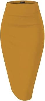 H&C Women Premium Nylon Ponte Stretch Office Pencil Skirt High Waist Made in The USA Below Knee - Best Deal Finder