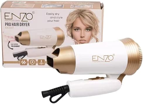 ENZO EN-607 Enzo Foldable Hair Dryer - Compact & Portable Nano Titanium Hair Dryer with Powerful Motor, Adjustable Heat & Speed Settings, Cool Shot Button, and Removable Filter - Intl Version على Amazon.ae - متتبع الأسعار