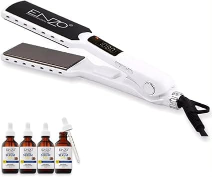 ENZO EN-5050 Professional Nano Titanium Hair Straightener -Flat Iron with 4 Bottles of Coconut Oil, Advanced Heat Technology, Adjustable Temperature Settings, and Ergonomic Design - Intl Version on Amazon.ae - Price Tracker