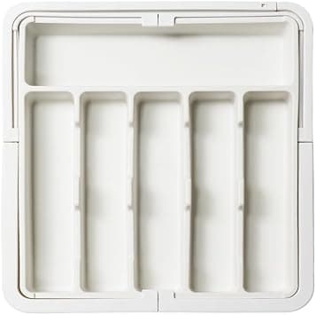 ViBon Cutlery Drawer Organiser, 9-Compartment Expandable Cutlery Drawer Organizer Adjustable 13-22 Inch Width 3-Sided Extension Non-Slip Utensil Tray for Spoons Forks Knives Office, Color: White on Amazon.ae - Price Tracker