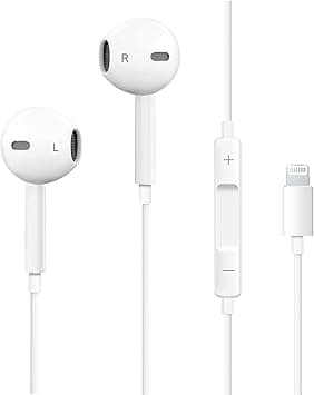 Apple Earbuds with Lightning Connector [MFi Certified] Wired Earphones (Built-in Microphone & Volume Control) Noise Canceling Isolating Headphones for iPhone 14/13/12/11/SE/X/XR/XS/8/7 - Amazon.ae Price Tracker