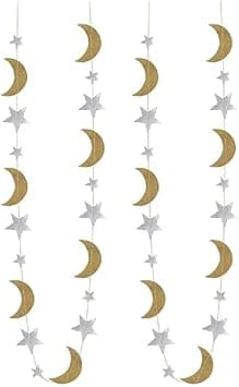 Silver Gold Moon Star Garland for Ramadan & Eid – Islamic Hanging Decoration Banner for Home, Iftar Party, Masjid, Ramadan Kareem & Eid Mubarak Décor - Amazon.ae Price Tracker