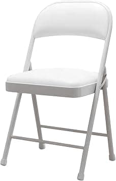 Folding Chair with PU Seats, Heavy-Duty Metal Frame Non-slip Foldable Chair for Home Office Outdoor Use (White) على Amazon.ae - متتبع الأسعار