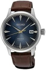 SEIKO SRPK15 Automatic Watch for Men - Presage Collection - Blue Patterned Dial with Stainless Steel Case and Leather Band - Water-Resistant 50M - Best Deal Finder