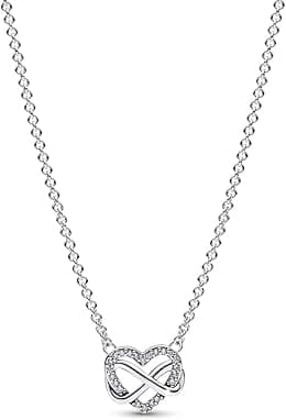 'Pandora Sparkling Infinity Heart Collier Necklace - 3 Adjustable Lengths - Stunning Jewelry for Women - Sterling Silver with Clear Cubic Zirconia - Gift for Her - 19.7''' - Best Deal Finder
