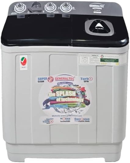 Generaltec 7/5KG Twin Tub Semi-Automatic Washing Machine – Top Load Washer with Spin Dryer, Lint Filter, Energy Efficient, Grey/Black | Model GW850HD | 1 Year Warranty على Amazon.ae - متتبع الأسعار