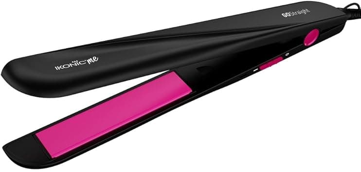 Ikonic Me Go Straight Hair Straightener, Black & Pink | Floating & Ceramic Plates| Lock Function| Quick & Easy to Use on Amazon.ae - Price Tracker