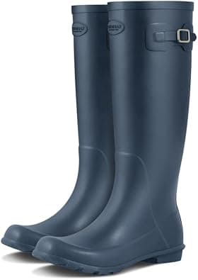 Women's Wide Calf Wellington Rain Boots, Adjustable Waterproof Natural Rubber Tall Boots, Non-Slip Sole for Gardening, Dog Walking & Outdoor Wet Weather on Amazon.ae - Price Tracker