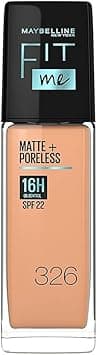 Maybelline New York Fit Me Matte + Poreless Liquid Full Coverage Foundation For All Skin Types,326 Warm Tan|16 Hr Oil Control Full Coverage Foundation For All Skin Types With Spf 22,30 Ml,Pack Of 1 on Amazon.ae - Price Tracker