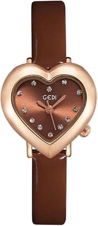Chic Heart-Shaped Women's Luxury Watch – Diamond Accents, Genuine Leather Strap, Waterproof Quartz Movement, Elegant & Versatile Ladies Wristwatch on Amazon.ae - Price Tracker