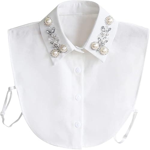 Women's Collar Insert Women's Elegant Pearl Fake Collar Blouse Collar Removable Half Shirt Blouse with Rhinestone Insert Fake Collar Insert Clothing Accessory, White on Amazon.ae - Price Tracker