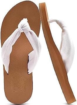 Flip Flops for Women with Arch Support Yoga Mat Comfortable Summer Beach Walking Thong Cushion Sandals Slip on Indoor Outdoor,EU40,White على Amazon.ae - متتبع الأسعار