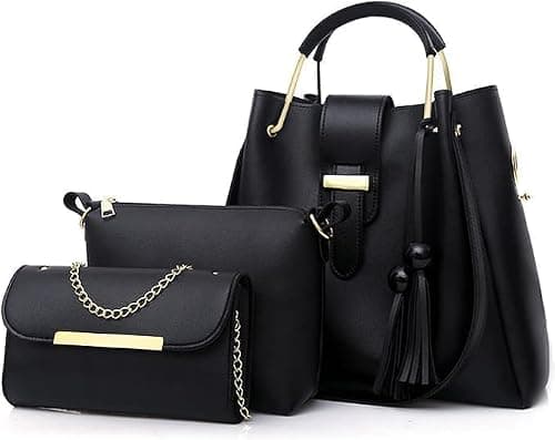 Homarket 4PACK Set Women Handbag, Soft PU Leather Top Handle Bags Set, Shoulder Bags Crossbody Bag Wallet Purse,Tote Bag. (Black) on Amazon.ae - Price Tracker