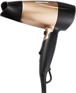 Geepas 1600W Powerful Travel Hair Dryer with Foldable Handle | Fast Drying Result | 2-Speed &amp; 2 Temperature Settings | Cool Shot Function For Frizz Free Shine &amp; Elegant Concentrator – 2 Years Warranty on Amazon.ae - Price Tracker