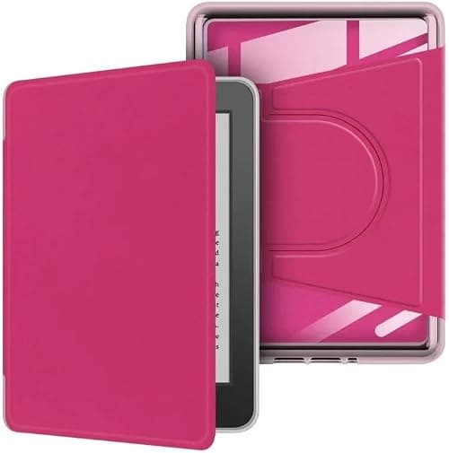 Gruattreay Case Compatible with Kindle Paperwhite (12th Generation) 7 inch 2024, Hybrid Detachable Magnetic 360° Rotation Stand Folio Cover, Hard Clear Back, Auto Wake/Sleep (Rose Red) on Amazon.ae - Price Tracker