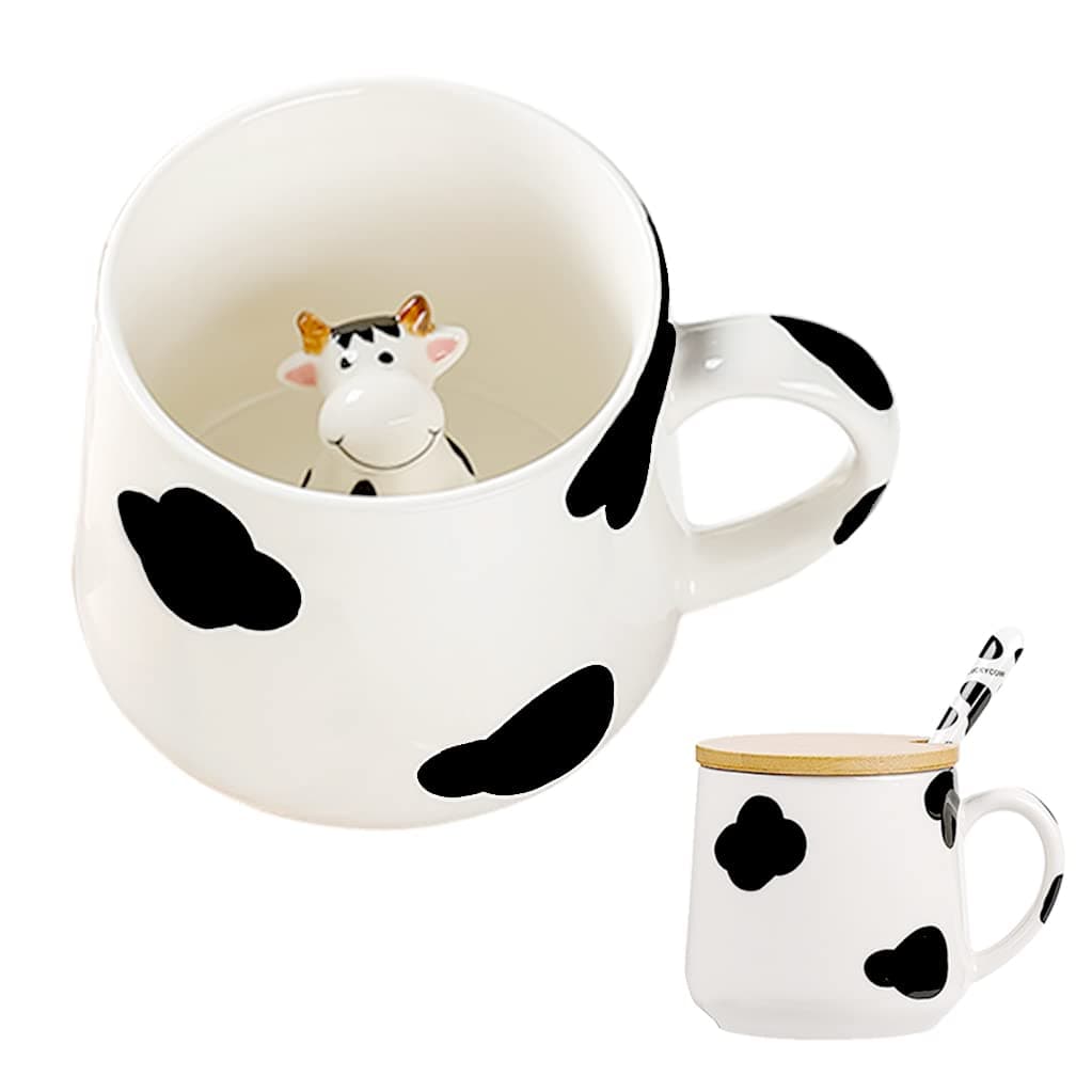 Gifts for Women Cute Cow Coffee Mug Tea Cup with Spoon Lid,Kawaii Stuff Funny Cool Mugs Valentine's Mother's Day Halloween Xmas Gifts for Wife Mum Grandma Boyfriend Girl Teacher Friend,Birthday on Amazon.ae - Price Tracker