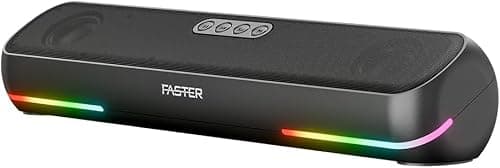 Faster Ryzo Z16 Soundbar - 16W Wireless Sound Bar 415x133x100mm Bluetooth 5.3 EDR 5H Playback RGB Light TWS - Portable Speaker USB AUX, TF Card - Hands-Free Call 360° Surround Sound (Charcoal Grey) على Amazon.ae - متتبع الأسعار