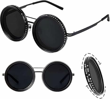 Stepless Adjustable Tint Sunglasses for Men & Women | Polarized Round Lenses with 1-9 Gear Transition | UV400 Protection, ND9 Filter for Driving, Beach, Fishing, Outdoor on Amazon.ae - Price Tracker