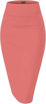 H&C Women Premium Nylon Ponte Stretch Office Pencil Skirt High Waist Made in The USA Below Knee - Best Deal Finder