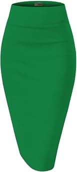 H&C Women Premium Nylon Ponte Stretch Office Pencil Skirt High Waist Made in The USA Below Knee - Best Deal Finder