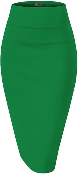 H&C Women Premium Nylon Ponte Stretch Office Pencil Skirt High Waist Made in The USA Below Knee - Best Deal Finder