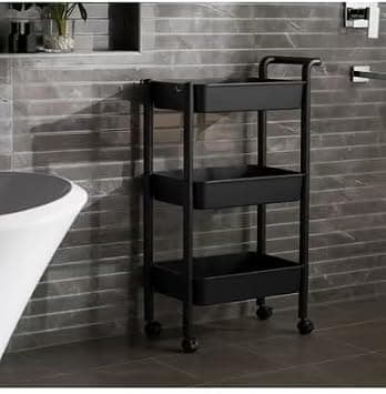 3-Tier Multipurpose Rolling Shelves Cart Organizer Black, 83X53.5X32 - متتبع أسعار Amazon.sa
