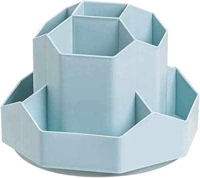Rotating Art Supply Storage Organizer,Pencil Holder with 9 Compartment, Pen Storage Organizer, for Kids Art Desk, Homeschool Supplies, Home Office Desktop Organizer(Blue) على Amazon.ae - متتبع الأسعار