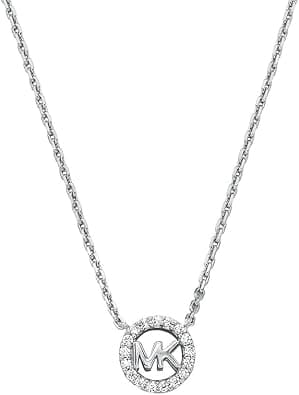 Michael Kors Women's Premium Kors MK Sterling Silver Logo Pendant Necklace, MKC1726CZ040 - Best Deal Finder