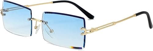 Rimless Rectangle Sunglasses For Women Men Fashion Frameless UV400 Protection Lens Glasses on Amazon.ae - Price Tracker