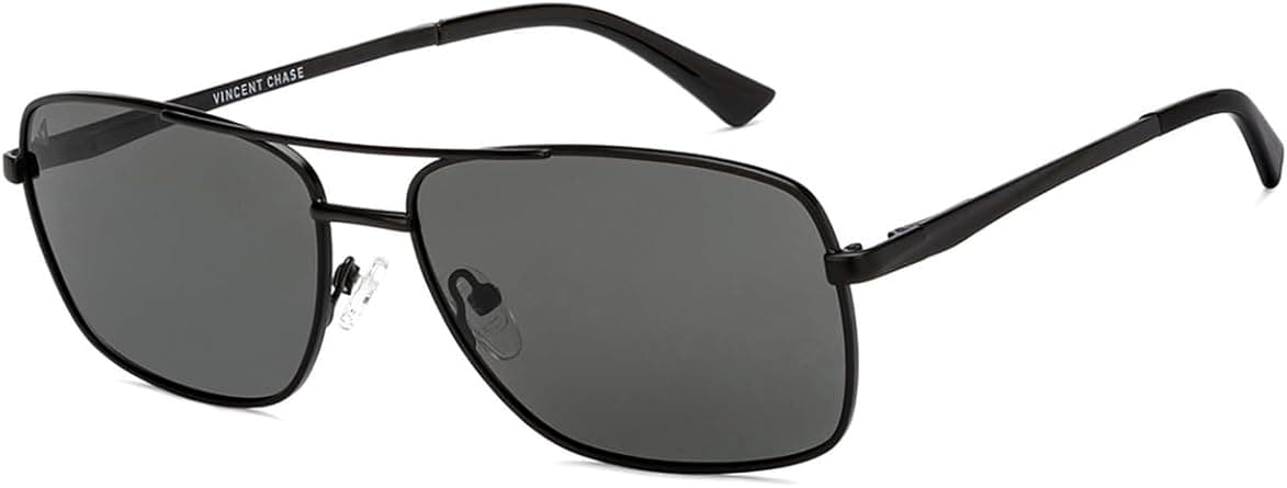 Vincent Chase By Lenskart | Black Gray Full Rim Rectangular | The Metal Edit | Branded Latest and Stylish Sunglasses | Polarized and 100% UV Protection (UV 400) | Men & Women | Large | VC S10802 - Amazon.ae Price Tracker