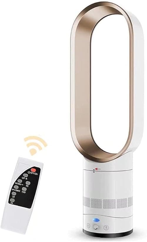 Bladeless Tower Fan With Remote Control, Oscillating Air Cooling Fan, Quiet Leafless Cooling For Home Office, Stepless Speed, Tilt Base, Timer Gold on Amazon.ae - Price Tracker